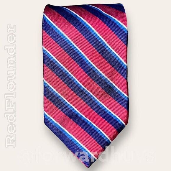 Brooks Brothers Makers Pure Silk Striped Necktie - Red, White, and Blue - Picture 7 of 9